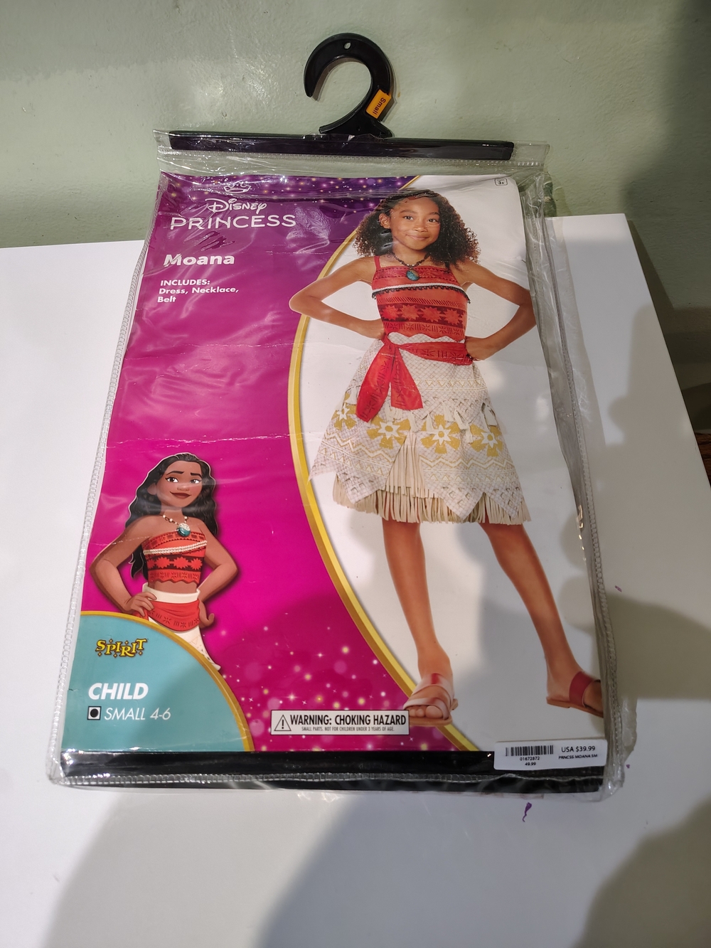 NWT Spirit Halloween Moana Girls Small 4-6 Halloween Costume Disney Princess